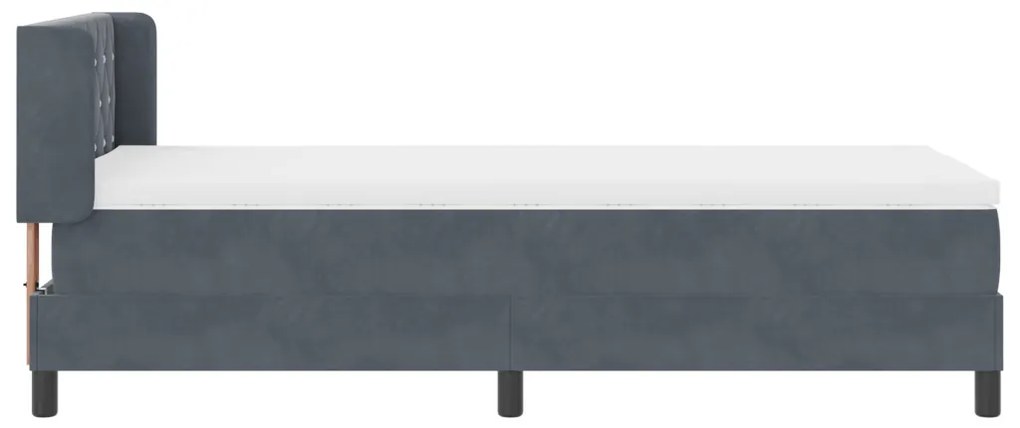 Boxspring Ágy Matracokkal Sötétszürke 90x200 cm Bársony