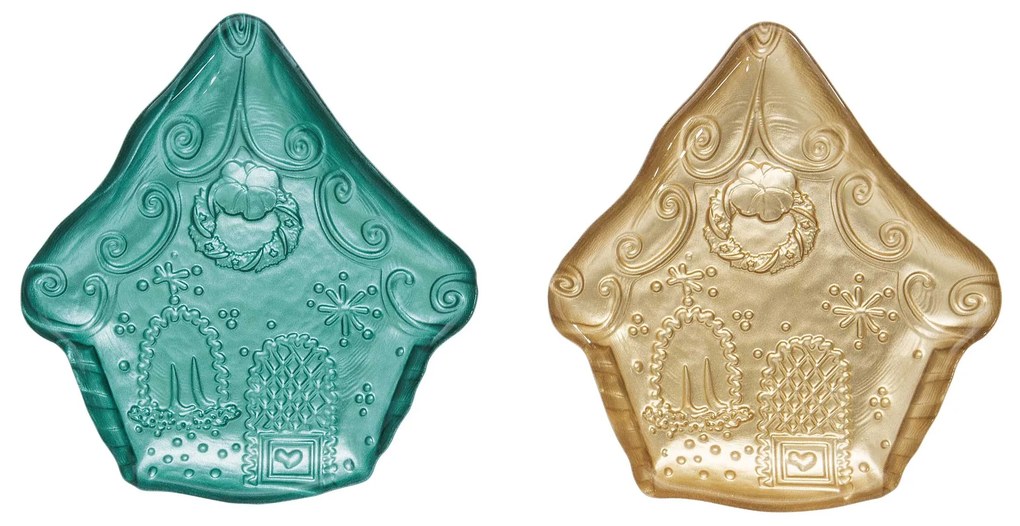 Karácsonyi Üvegtál szett 2 db-os mézeskalács házikó forma díszdobozban Sweet Christmas