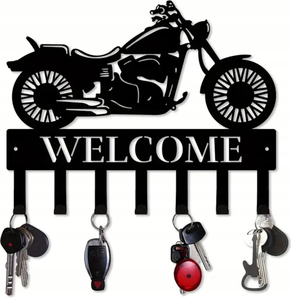 Fali Kulcstartó Dikom Fém Kampók Motor Fekete Nagy Motorkerékpár
