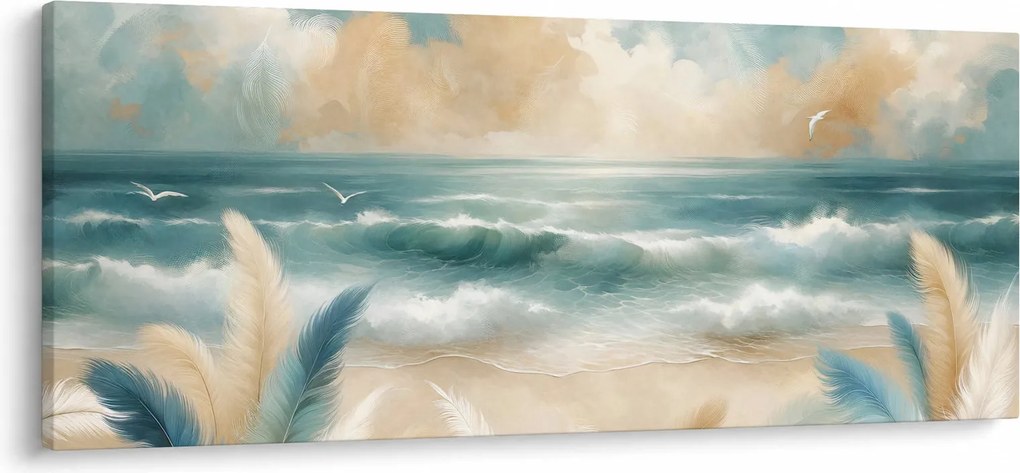 Kép – Festett strand lágy színekben (120x50 cm)
