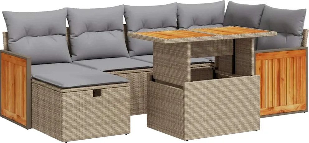 vidaXL 8 részes bézs polyrattan kerti ülőgarnitúra párnával