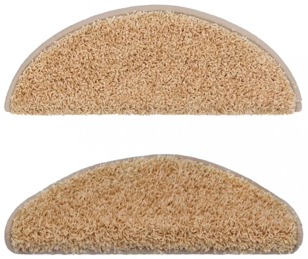 vidaXL 15 db krémszínű lépcsőszőnyeg 65 x 21 x 4 cm