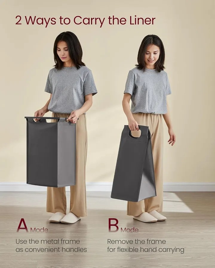 VASAGLE szennyestartó kosár, 4 rekeszes ruhagyűjtő szürke színben