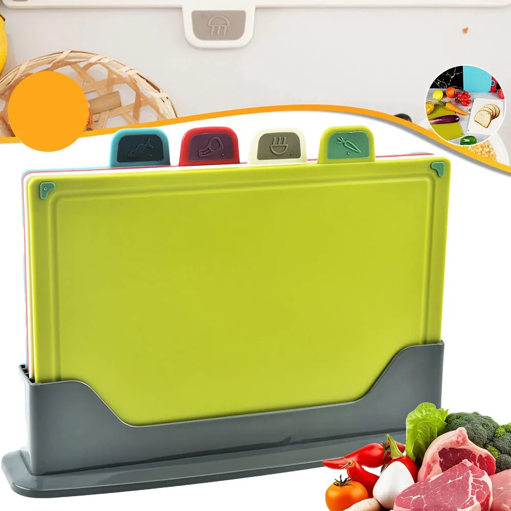 Konyhai vágódeszka Készlet 4 db-os konyhai Vágódeszka műanyag színes