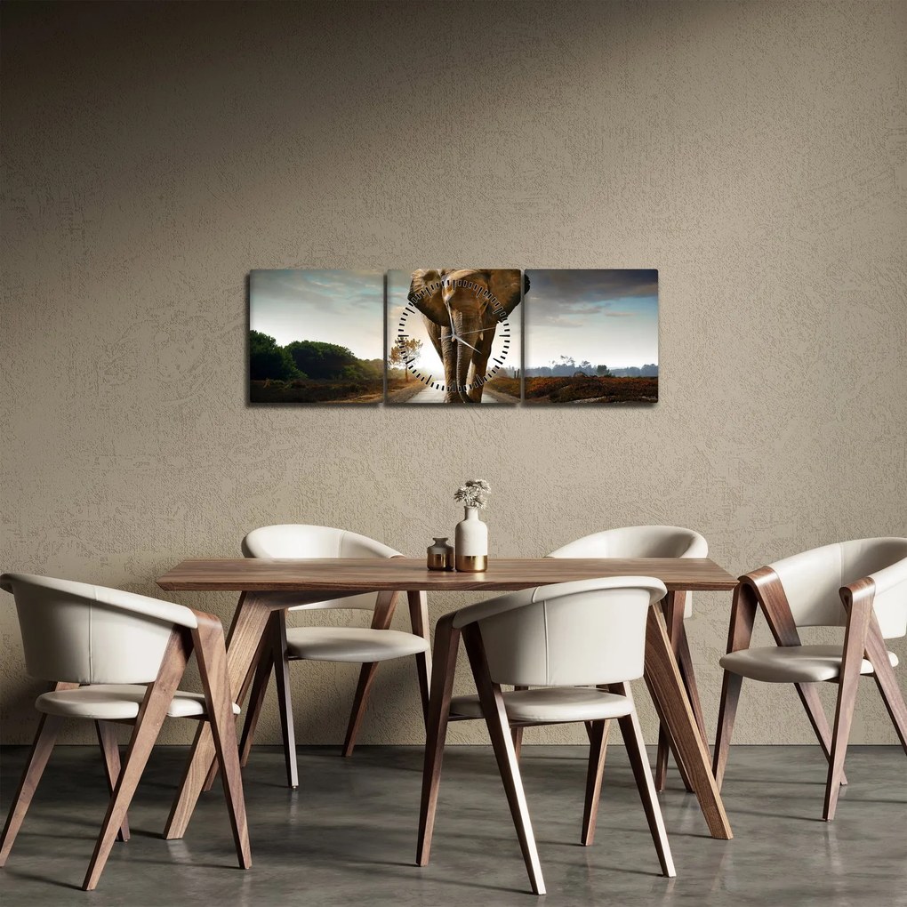 Elefánt képe (órával) (90x30 cm)