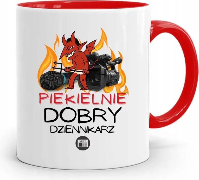 Piros Bögre Ajándék Riporter Újságírónak, fényképes nyomtatással