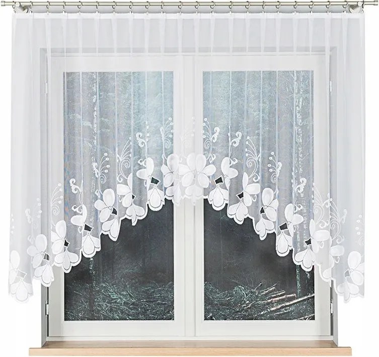 Kész függöny konyhába, zsakárd függöny, fehér zsakárd, 300x140 cm Teodora