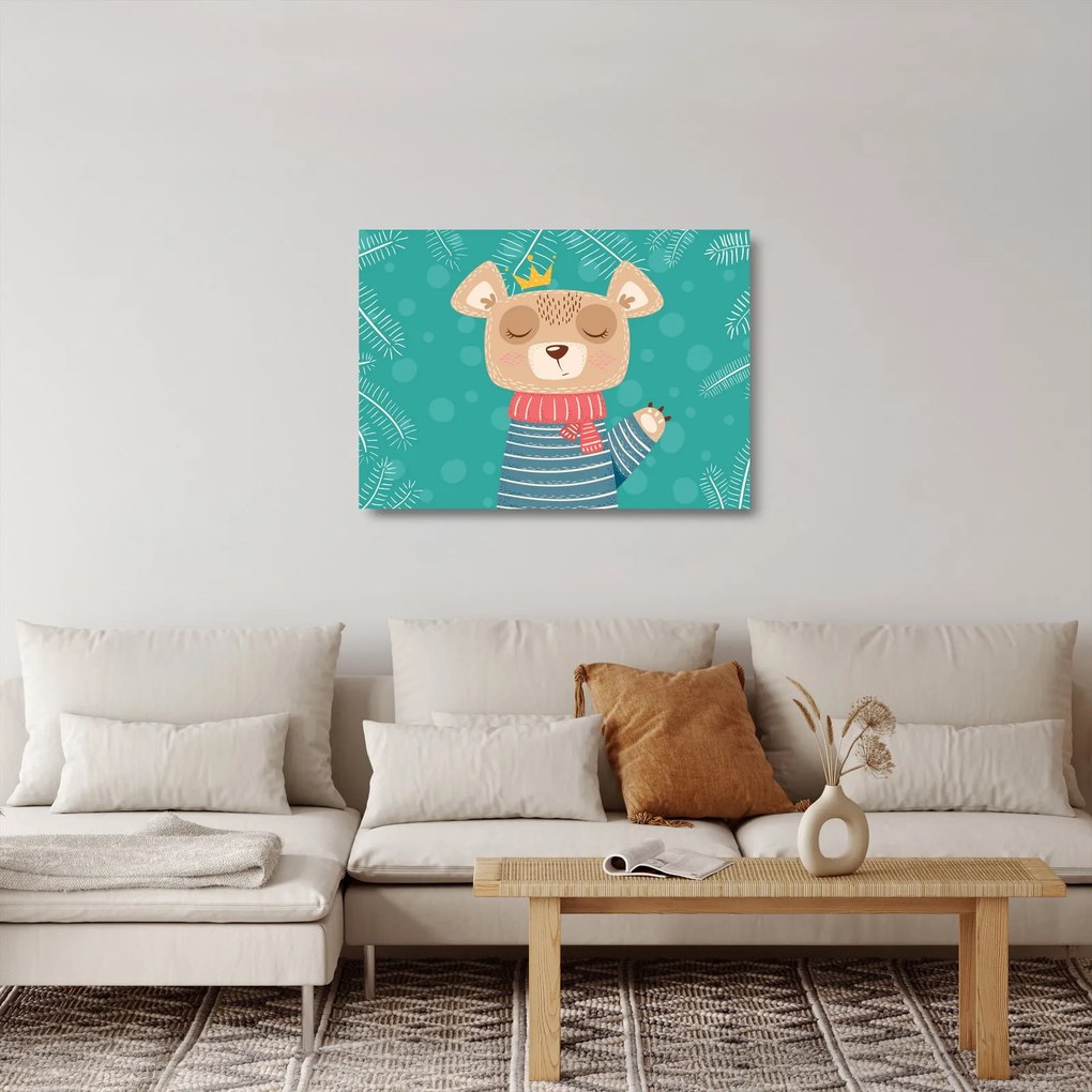 Kép - Integető mackó (üvegen) (70x50 cm)