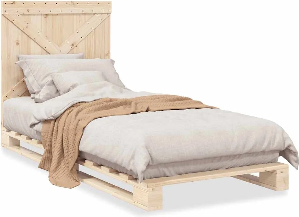 vidaXL tömör fenyőfa ágykeret fejtámlával 90 x 200 cm