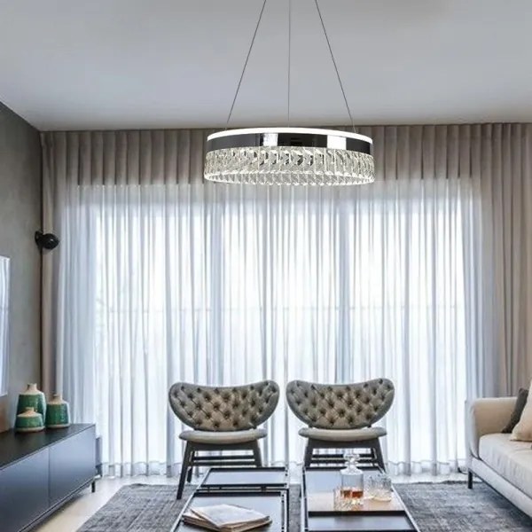 LED Dimmelhető csillár zsinóron LED/90W/230V 3000-6500K króm + távirányítás