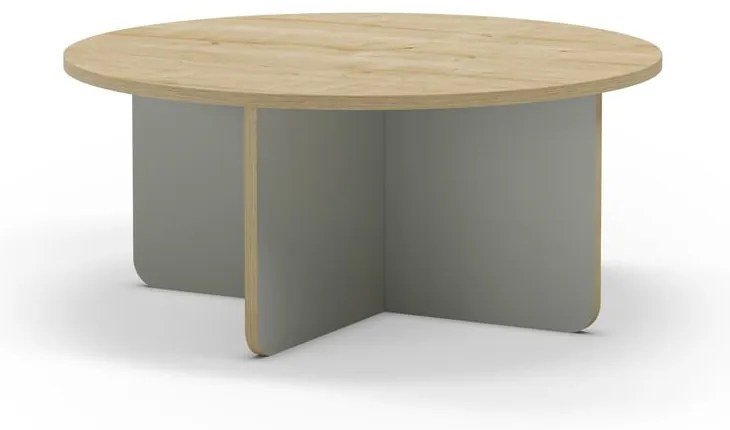 Világoszöld-natúr színű kerek dohányzóasztal tölgyfa dekoros asztallappal ø 80 cm Hillary – Marckeric