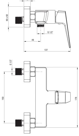 Deante BQL_040M - BLUR zuhanycsaptelep fényes króm