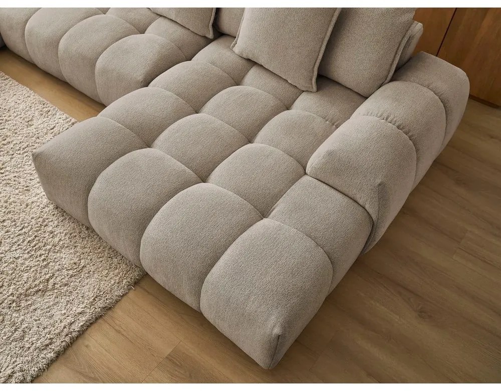 Szürkésbarna zsenília kinyitható-tárolóhelyes sarokkanapé (bal oldali-U alakú) Everest – Bobochic Paris