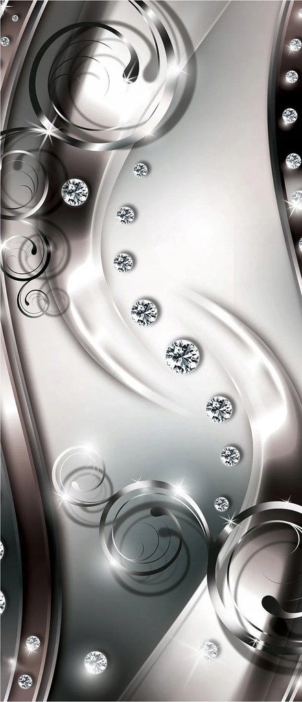 Fotótapéta Gyémánt csillogás Ezüst absztrakt Elegancia 91x211 +ragasztó