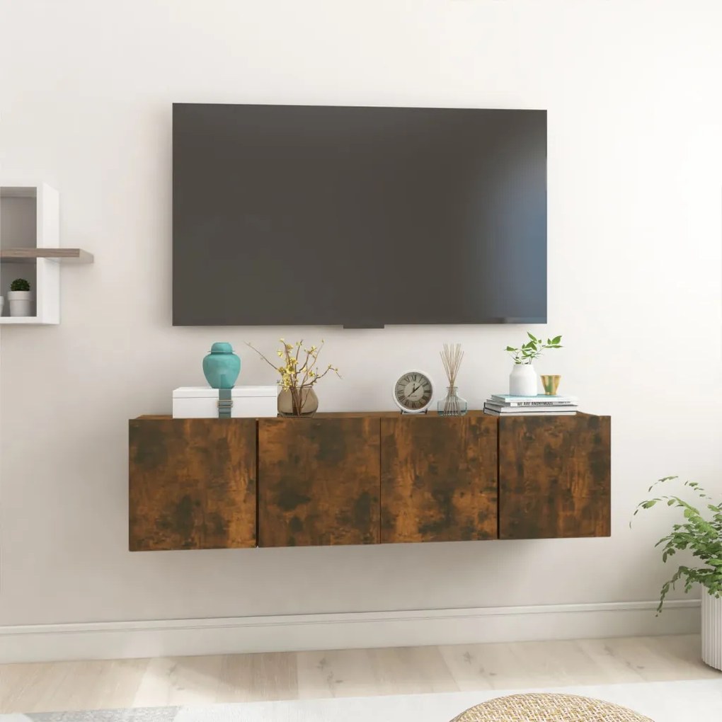 2 db füstös tölgy színű függő TV-szekrény 60 x 30 x 30 cm