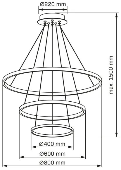 LED Csillár zsinóron LEA LED/60W/230V 4000K átm. 80 cm fekete