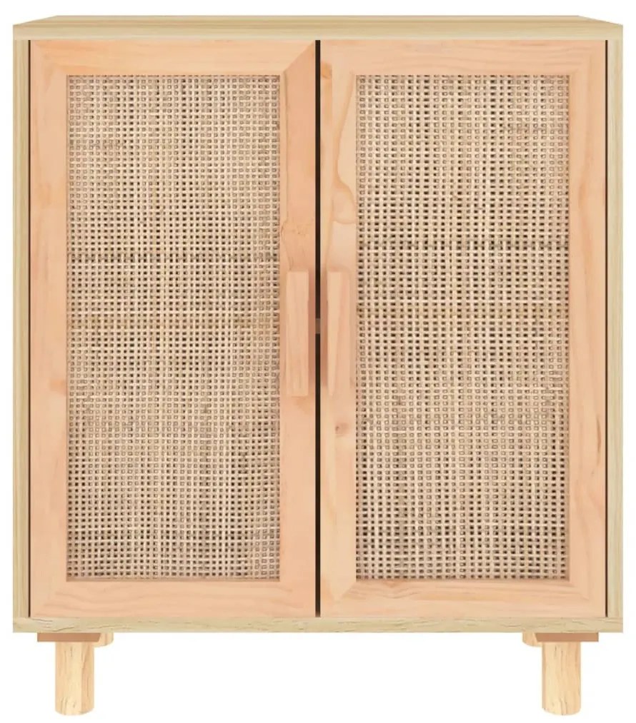 barna tömör fenyő/természetes rattan tálalószekrény 60x30x70cm