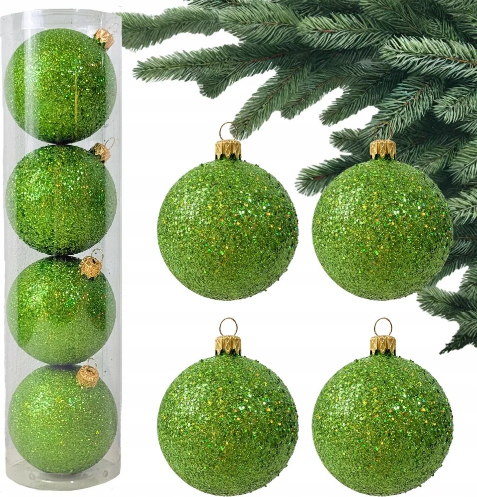Zöld Karácsonyfa Bombák Csillogó lime Buborékok Karácsonyfa gömb szett