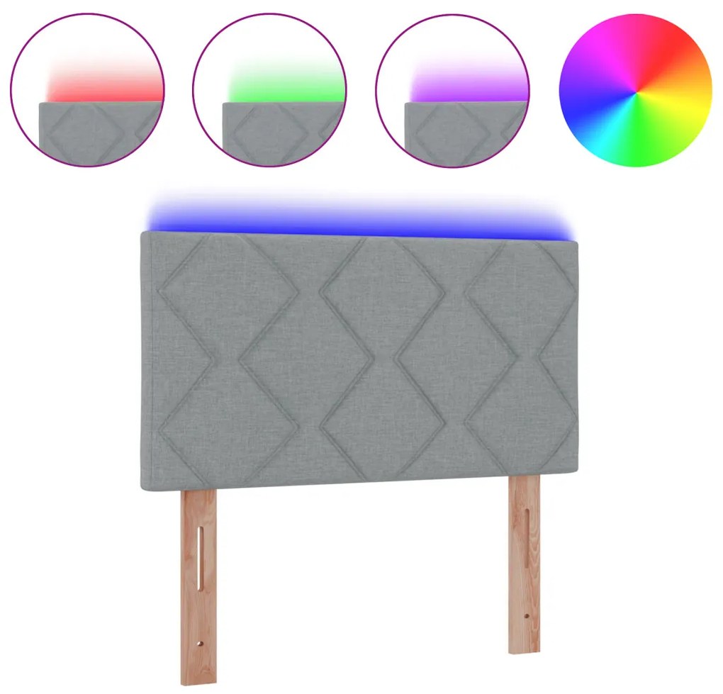 Fejtámla LED -es lámpákkal Állítható Világosszürke 90 cm szövet