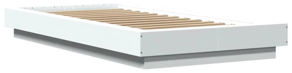 fehér szerelt fa ágykeret LED-del 75 x 190 cm