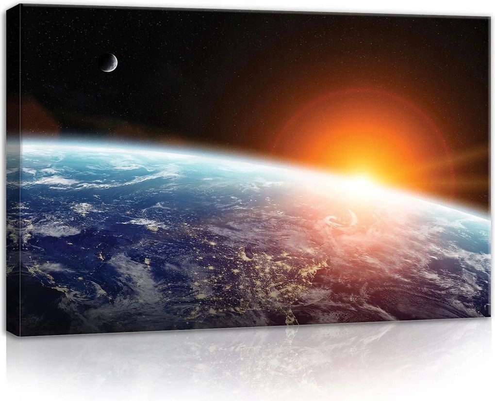 Vászonkép falikép kék narancssárga bolygó 60 x 40