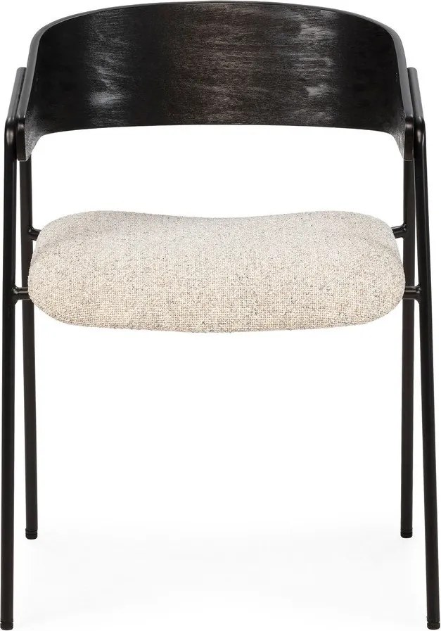 Fekete-bézs kárpitozott karfás étkezőfotel szett 2 db-os Cora – MOME