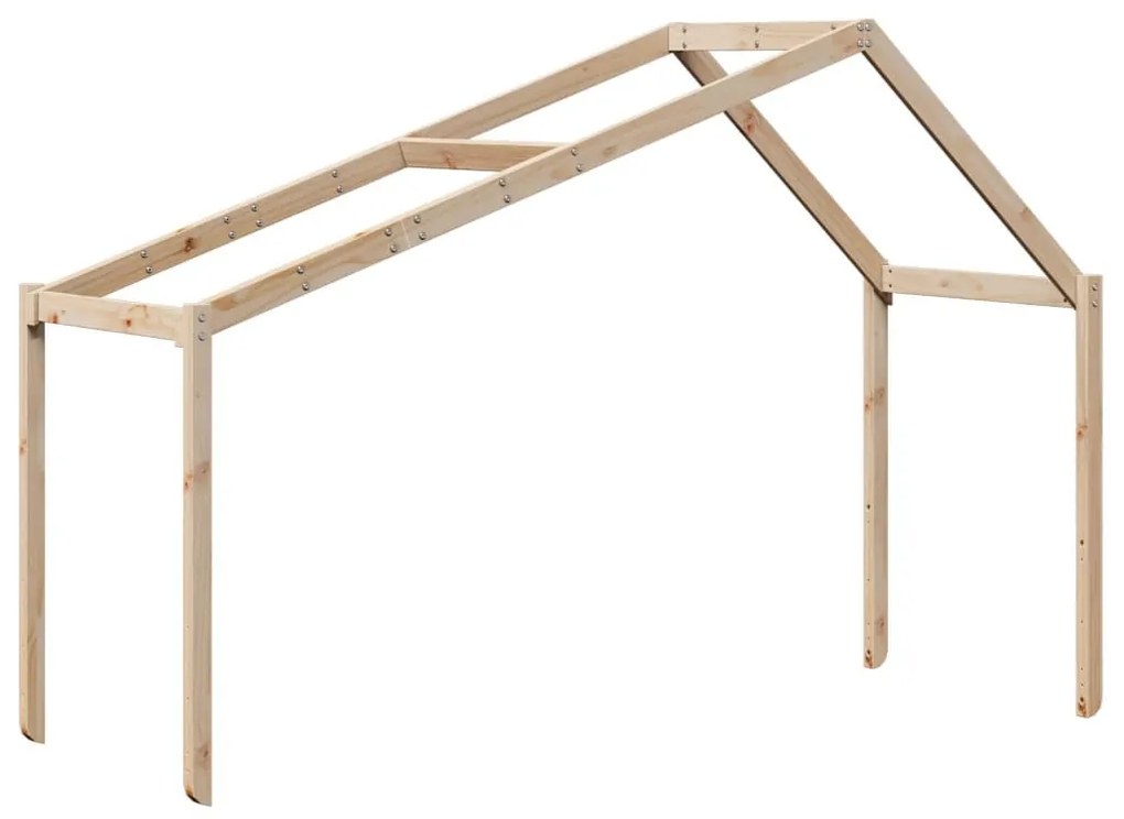 tömör fenyőfa ágy emelettel és tetővel 80 x 200 cm
