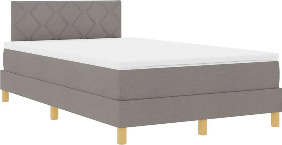 vidaXL LED Box Spring Ágy matracmal Tópszínű 120 x 190 cm szövet