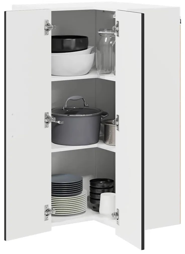 Fali konyhaszekrény polcokkal Fekete 57 x 57 x 100 cm Faanyag