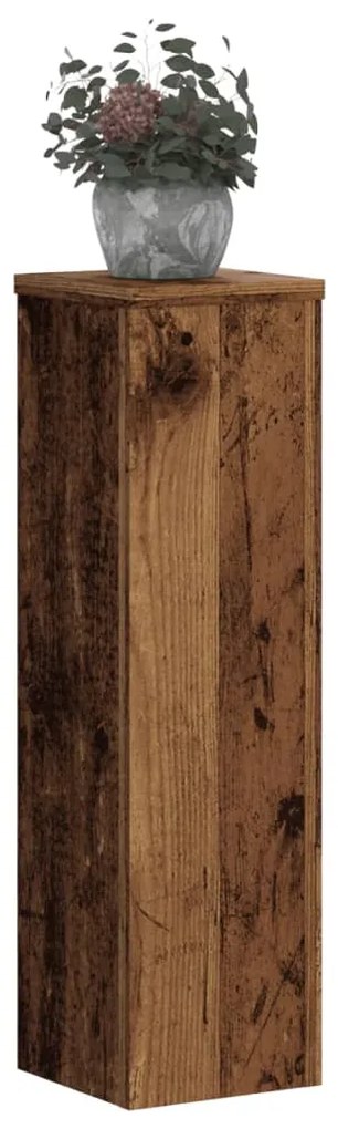 2 db antik fa színű szerelt fa növénytartó állvány 17x17x60 cm