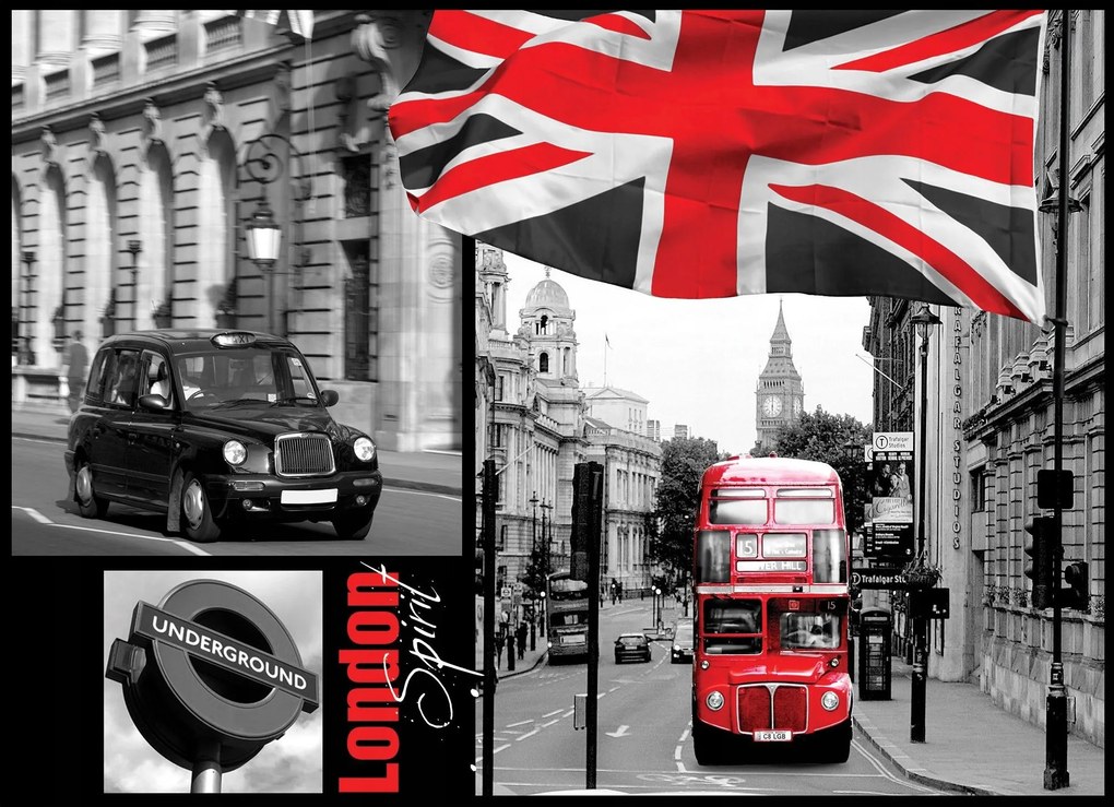 Fotótapéta London Piros busz Big Ben Union Jack 200x140 +ragasztó