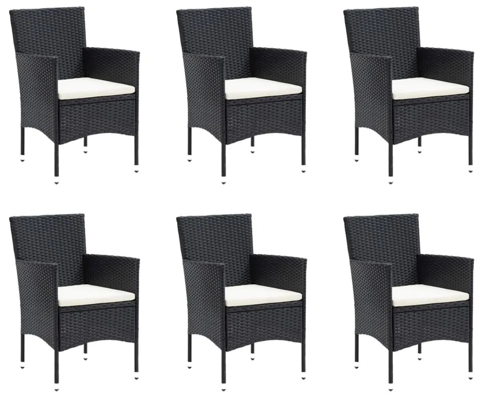 vidaXL 9 részes fekete polyrattan kerti étkezőgarnitúra párnákkal