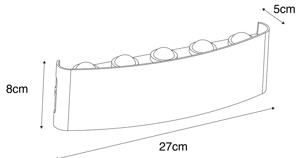 Kültéri fali lámpa fehér, LED-del, 10-lámpás, IP54 - Silly