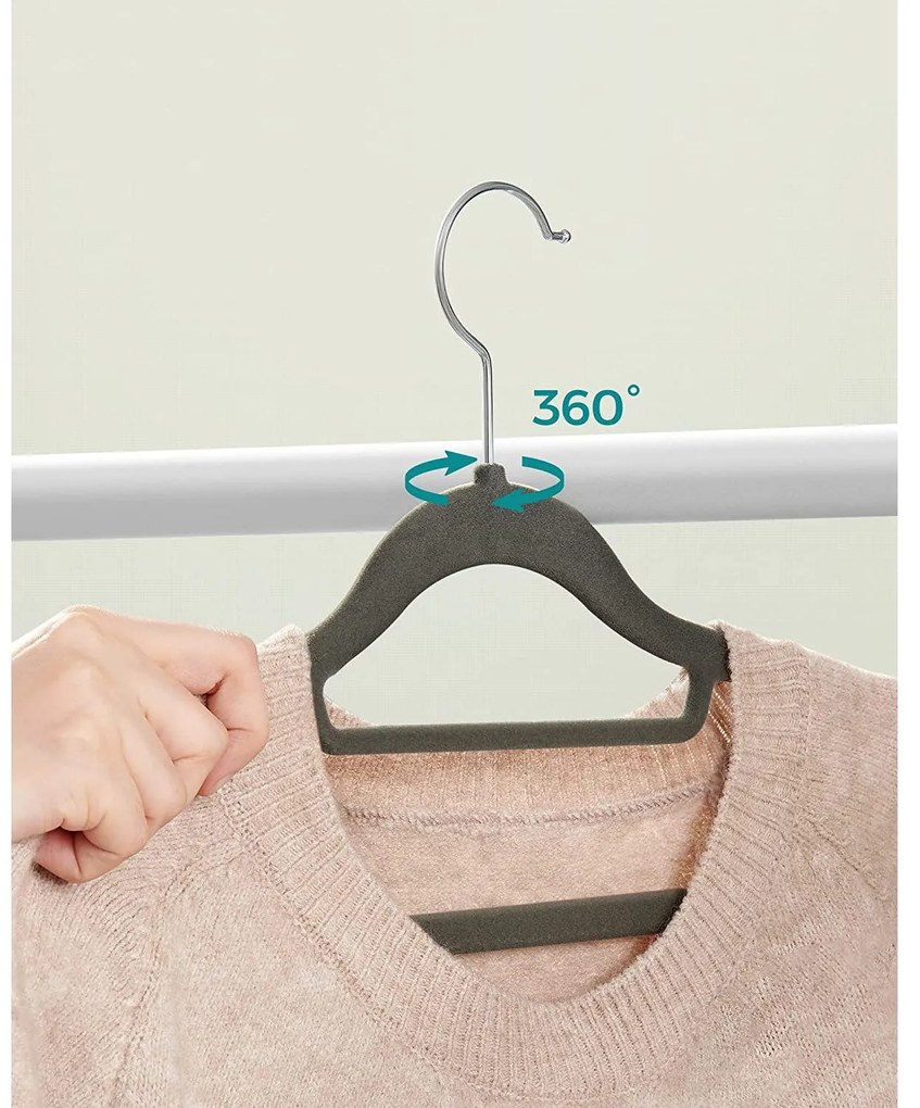 Csúszásmentes bársony vállfák nyakkendőrögzítővel, öltönyakasztók 20 db-os csomag