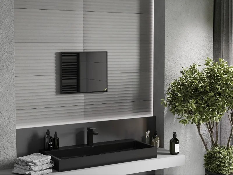 Mexen Loft téglalap alakú fürdőszobai tükör 50 x 40 cm, fekete keret - 9852-050-040-000-70