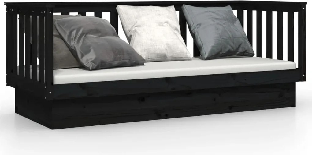 vidaXL fekete tömör fenyőfa kanapéágy 90 x 190 cm