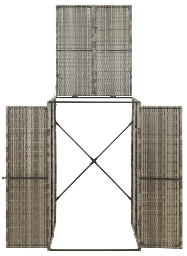 szürke polyrattan kerekes kukatároló fészer 70 x 80 x 117 cm