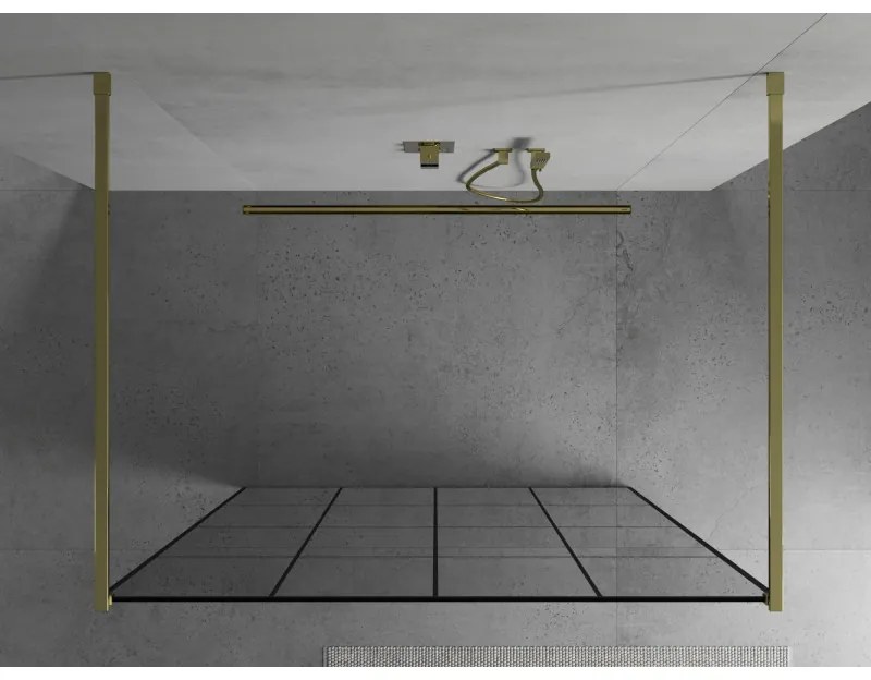 Mexen, Mexen Kioto zuhanykabin fala 160 x 200 cm, átlátszó/fekete minta 8 mm, arany - 800-160-002-50-77