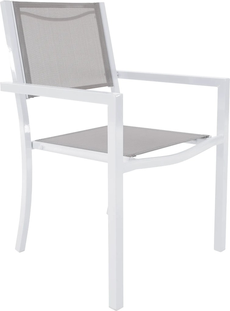 Kerti rakásolható szék, fehér acél/világosszürke, DORIO