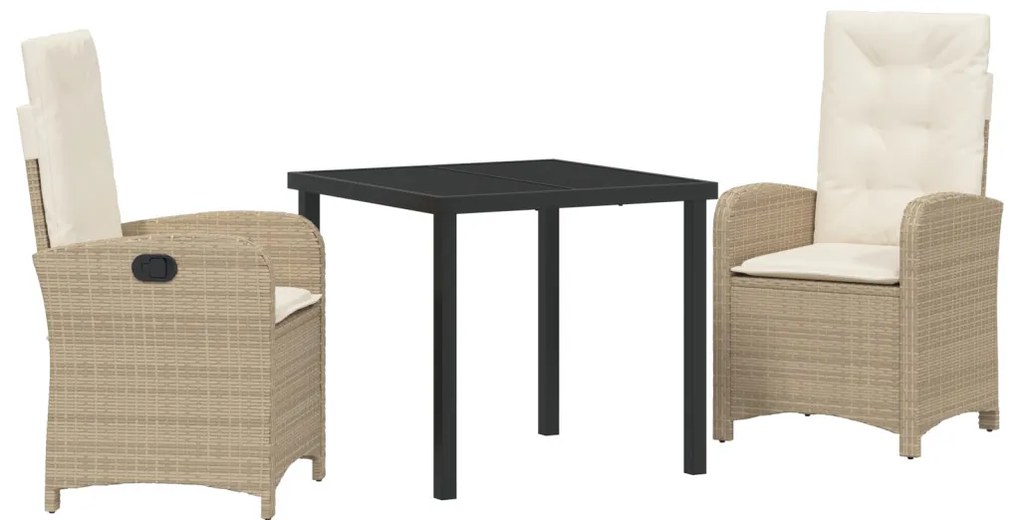 Kert étkező szett 3 pcs Bézs polirattan