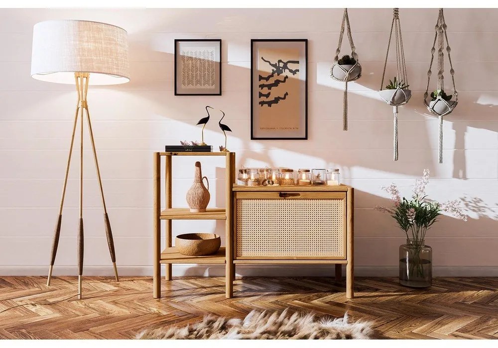 Natúr színű tölgyfa könyvespolc 115x86 cm Pola – The Beds