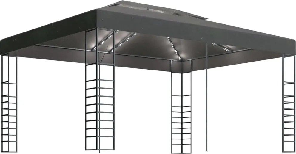 vidaXL antracitszürke pavilon LED fényfüzérrel 3 x 4 m