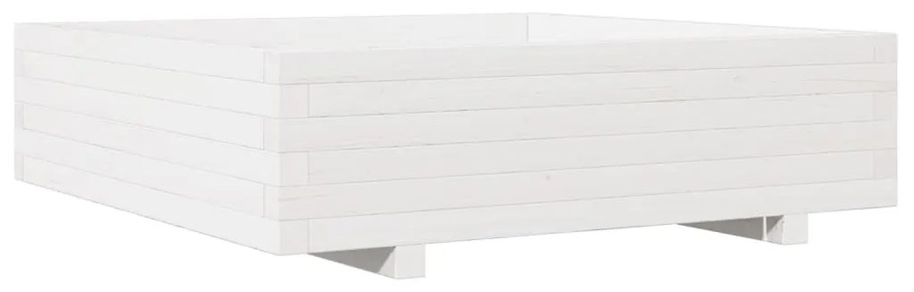 fehér tömör fenyőfa kerti virágláda 90x90x26,5 cm