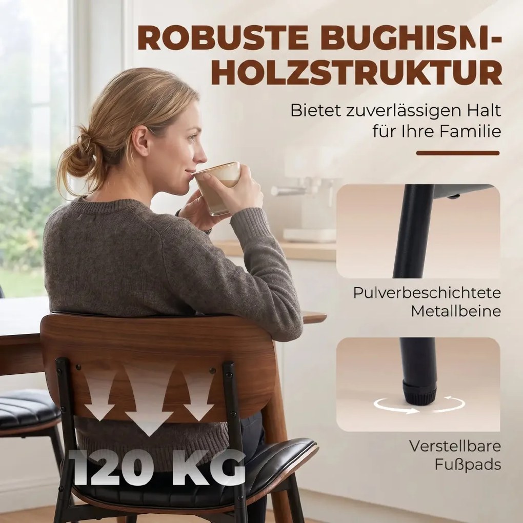 Étkezőszékek, 2 darabos szett, műbőr üléssel, ívelt háttámlával