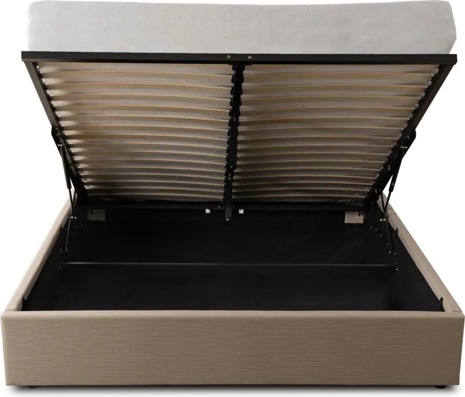 MARSYLIA 160x200-as franciaágy, bézs kordbársony, ágyneműtartóval