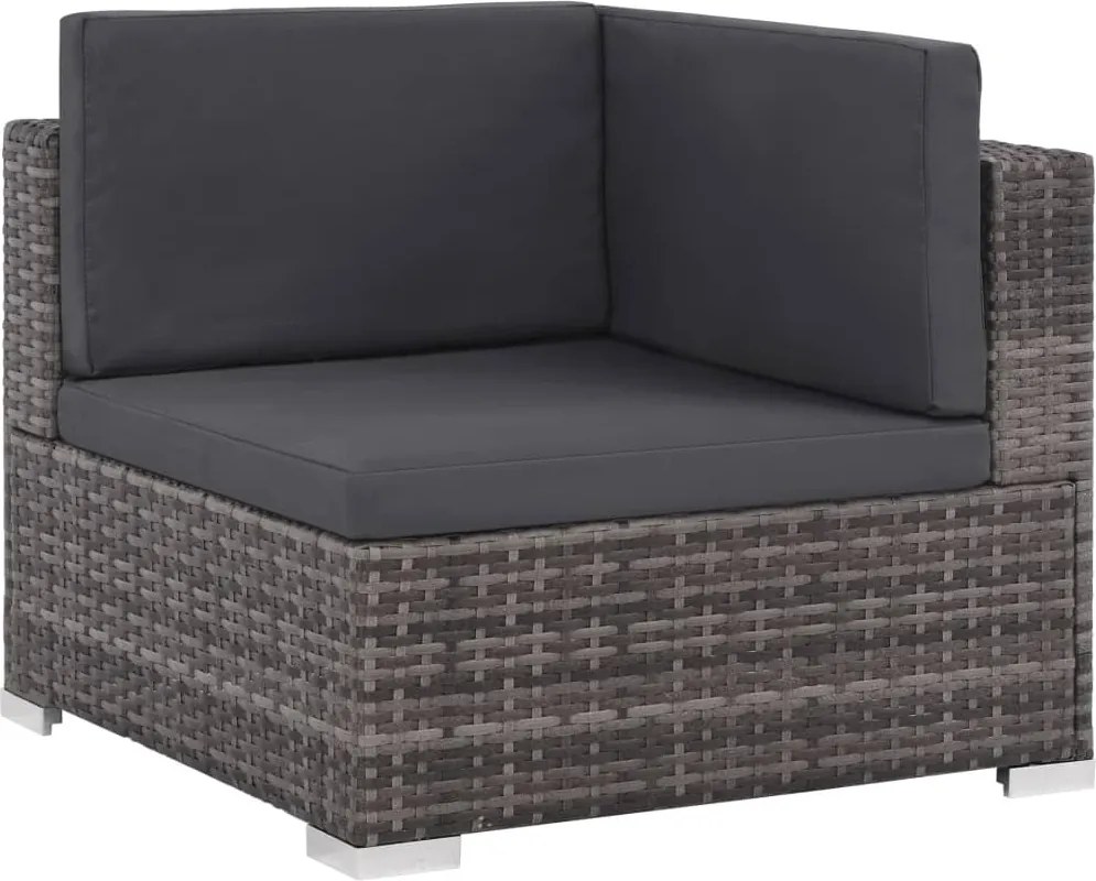 6-részes szürke polyrattan kerti bútorszett párnákkal