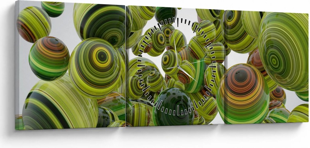 Csíkos gömbök képe (órával) (90x30 cm)