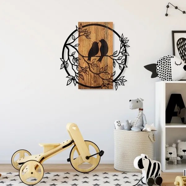 Fali dekoráció 59x57 cm madarak fa/fém