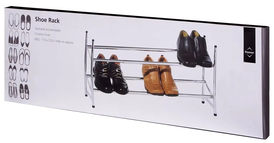 Ezüstszínű fém teleszkópos cipőtartó állvány – Premier Housewares