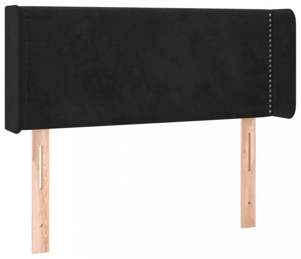 fekete bársony fejtámla szárnyakkal 93x16x78/88 cm